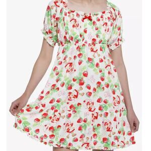 Hot Topic x Strawberry Shortcake NEW Smocked Puff Sleev Ruffle Babydoll Dress 3X